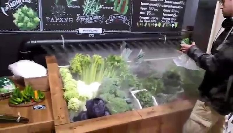 орошение туманом овощей и зелени